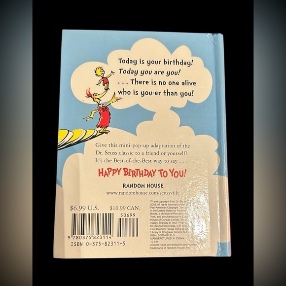 Dr. Seuss Happy Birthday to You! Small pop up board book. Previously loved. - Picture 3 of 12